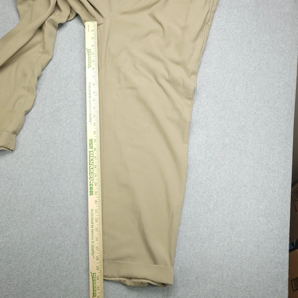 Polo Ralph Lauren Mens Khaki Pleated Dress Pants Trousers Size 42x30 Poly Tencel